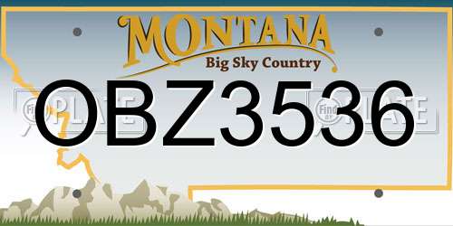 OBZ3536 Montana License Plate