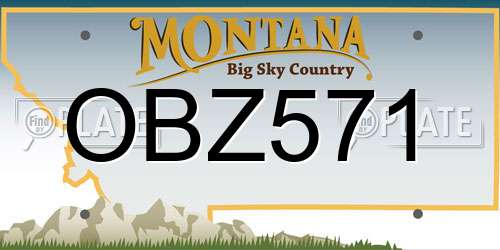 OBZ571 Montana License Plate