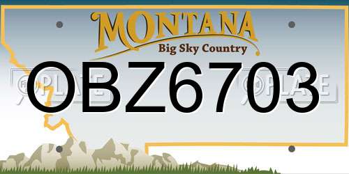 OBZ6703 Montana License Plate