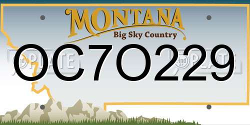 OC7O229 Montana License Plate