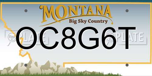 OC8G6T Montana License Plate