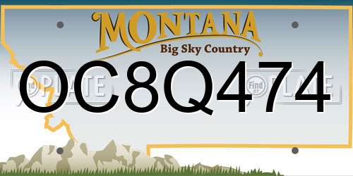 OC8Q474 Montana License Plate