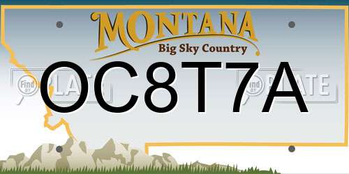 OC8T7A Montana License Plate