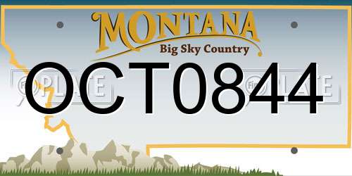 OCT0844 Montana License Plate
