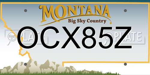 OCX85Z Montana License Plate