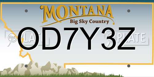 OD7Y3Z Montana License Plate
