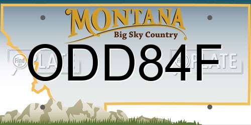 ODD84F Montana License Plate