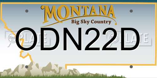 ODN22D Montana License Plate
