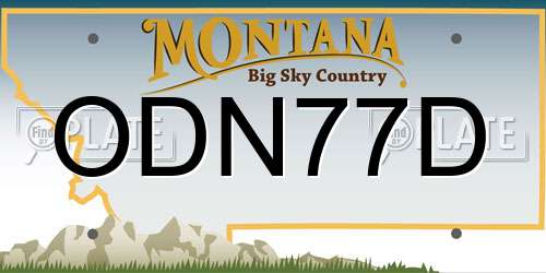ODN77D Montana License Plate