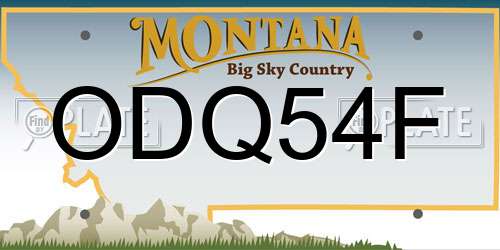 ODQ54F Montana License Plate