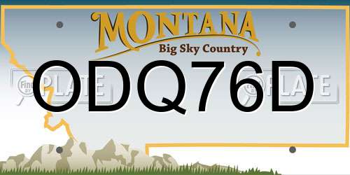 ODQ76D Montana License Plate