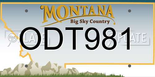 ODT981 Montana License Plate