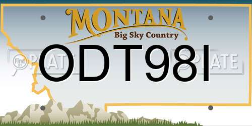 ODT98I Montana License Plate