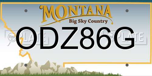 ODZ86G Montana License Plate