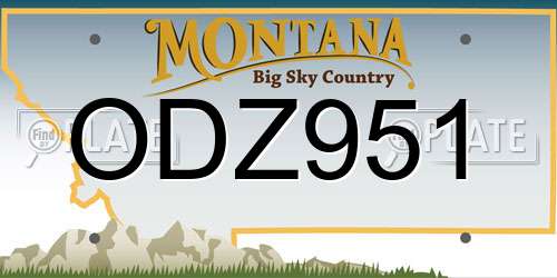 ODZ951 Montana License Plate