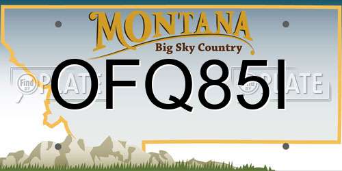 OFQ85I Montana License Plate