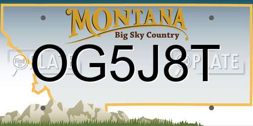 OG5J8T Montana License Plate