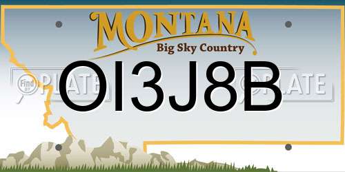 OI3J8B Montana License Plate