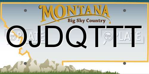 OJDQTTT Montana License Plate