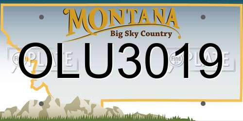 OLU3019 Montana License Plate