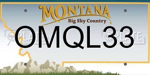 OMQL33 Montana License Plate