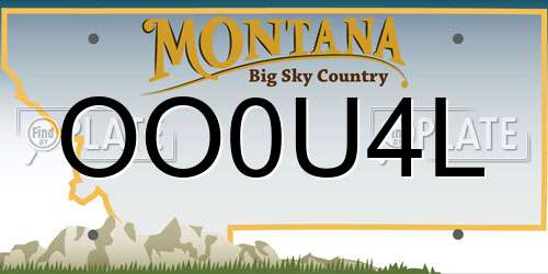 OO0U4L Montana License Plate