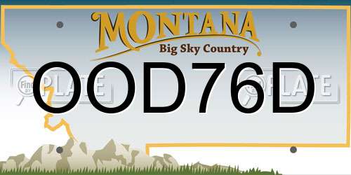 OOD76D Montana License Plate