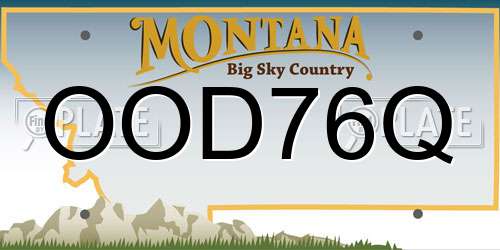 OOD76Q Montana License Plate