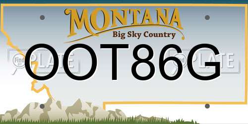 OOT86G Montana License Plate