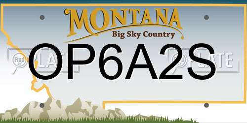 OP6A2S Montana License Plate