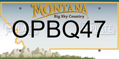 OPBQ47 Montana License Plate