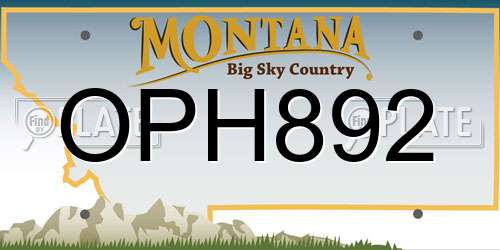OPH892 Montana License Plate