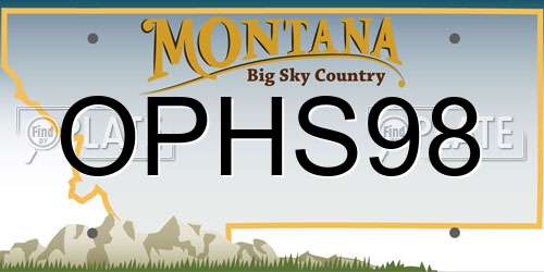 OPHS98 Montana License Plate