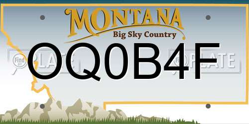 OQ0B4F Montana License Plate