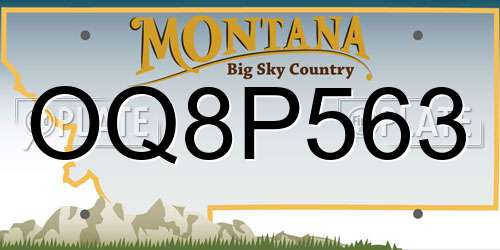 OQ8P563 Montana License Plate