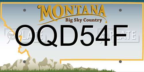 OQD54F Montana License Plate
