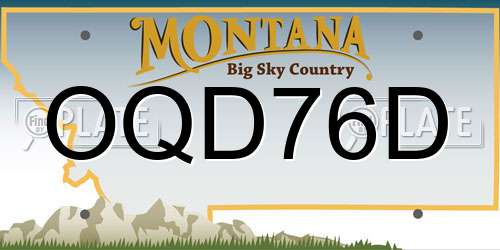 OQD76D Montana License Plate