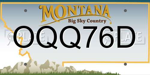 OQQ76D Montana License Plate