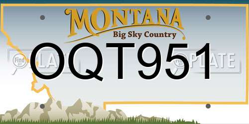 OQT951 Montana License Plate