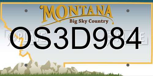 OS3D984 Montana License Plate
