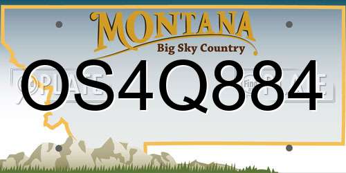 OS4Q884 Montana License Plate