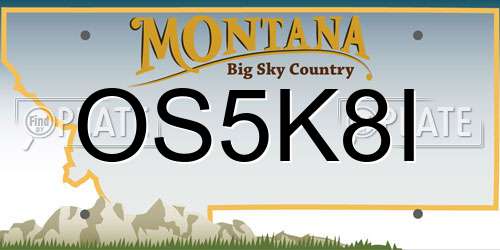 OS5K8I Montana License Plate