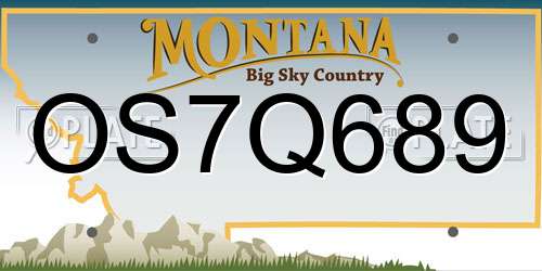 OS7Q689 Montana License Plate