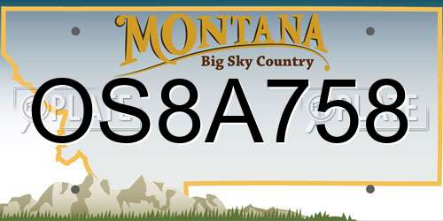 OS8A758 Montana License Plate