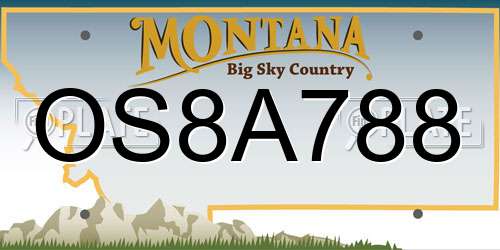 OS8A788 Montana License Plate
