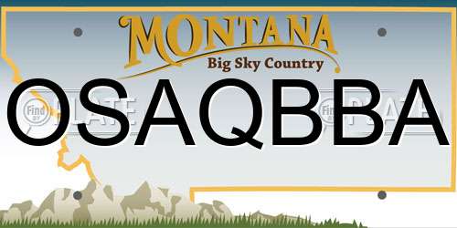 OSAQBBA Montana License Plate