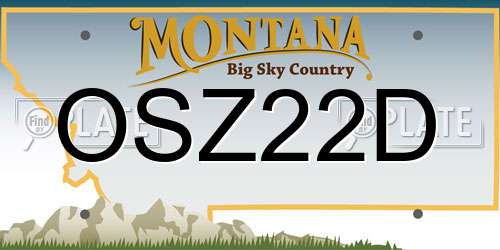 OSZ22D Montana License Plate