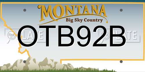 OTB92B Montana License Plate