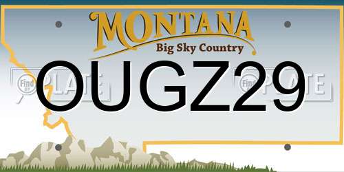 OUGZ29 Montana License Plate