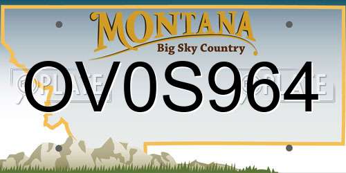 OV0S964 Montana License Plate